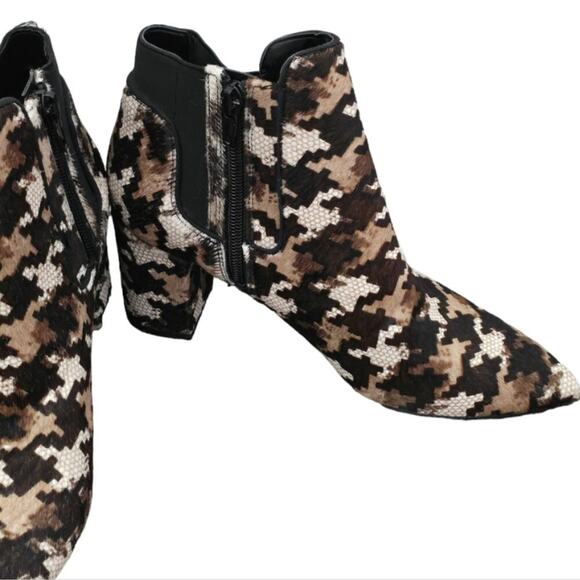 Preston & York Calf Hair Puzzle Print Leather Heeled Chelsea Boots Women Sz 6.5 - Picture 7 of 11